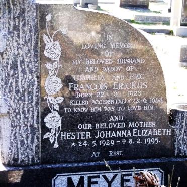 MEYER Francois Erickus 1923-1964 &amp; Hester Johanna Elizabeth 1929-1995