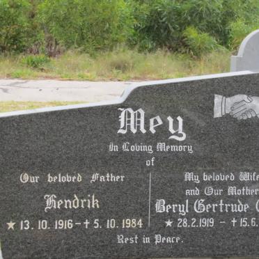 MEY Hendrik 1916-1984 &amp; Beryl Gertrude Edith 1919-1974