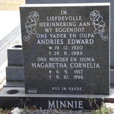 MINNIE Andries Edward 1920-1989 &amp; Magaretha Cornelia 1917-1996