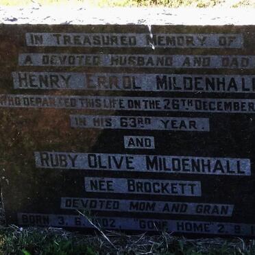 MILDENHALL Henry Errol -1963 &amp; Ruby Olive BROCKETT 1902-1986