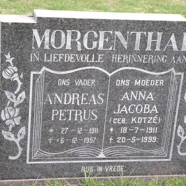 MORGENTHAL Andreas Petrus 1911-1997 &amp; Anna Jacoba KOTZE 1911-1999