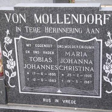 MOLLENDORF Tobias Johannes, von 1895-1983 &amp; Maria Johanna Christina 1906-1987