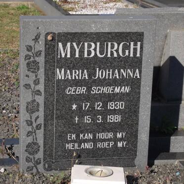 MYBURGH Maria Johanna nee SCHOEMAN 1930-1981