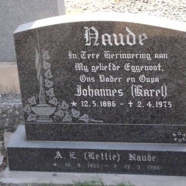 NAUDE Johannes 1886-1975 &amp; A.E. 1905-1986