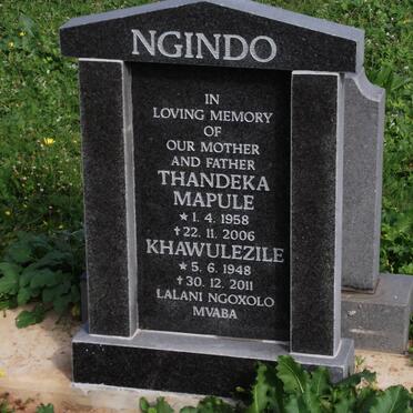 NGINDO Khawulezile 1948-2011 &amp; Thandeka Mapule 1958-2006