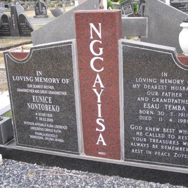 NGCAYISA Esau Temba 1918-1989 &amp; Eunice Nontobeko 1926-2009