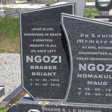 NGOZI Braber Briant 1916-2012 &amp; Nomakula Maud 1917-2006