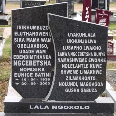 NGCEBETSHA Nopasika Eunice Batini 1936-2000