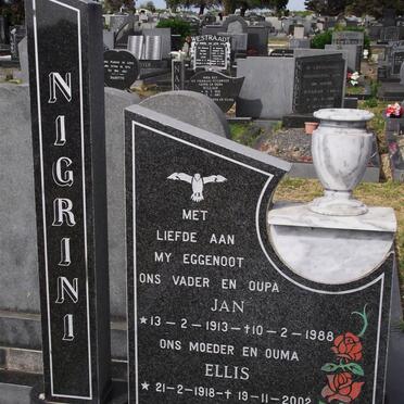 NIGRINI J.B. 1913-1988 &amp; Hester Ellis 1918-2002