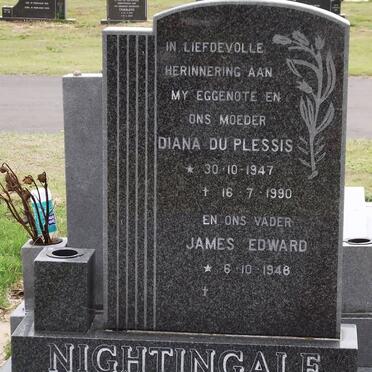 NIGHTINGALE Diana Du Plessis 1947-1990 &amp; James Edward 1946-