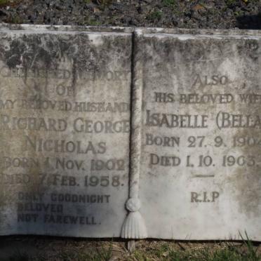 NICHOLAS Richard George 1902-1958 &amp; Isabelle 1904-1963