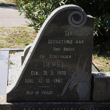 NIEKERK P. De Wet, van 1900-1967