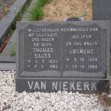 NIEKERK Thomas Eades, van 1933-1983 :: NIEKERK Lourens, van 1959-1982