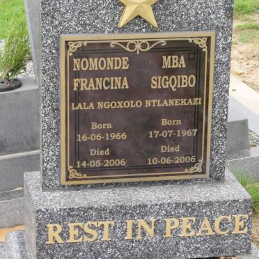NOMONDE Francina 1966-2006 :: MBA Sigqibo 1967-2006