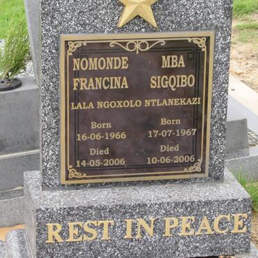 NOMONDE Francina 1966-2006 :: MBA Sigqibo 1967-2006