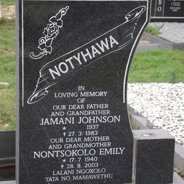 NOTYHAWA Jamani Johnson 1937-1983 &amp; Nontsokolo Emily 1940-2003