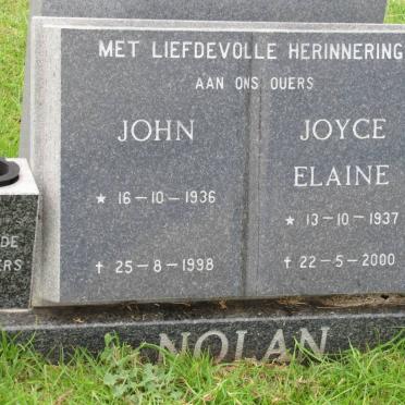 NOLAN John 1936-1998 &amp; Joyce Elaine 1937-2000