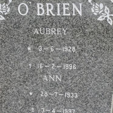 O'BRIEN Aubrey 1928-1996 &amp; Ann 1933-1997