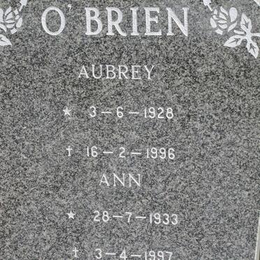 O'BRIEN Aubrey 1928-1996 &amp; Ann 1933-1997
