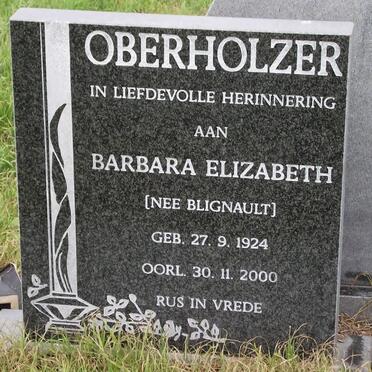 OBERHOLZER Barbara Elizabeth nee BLIGNAULT 1924-2000