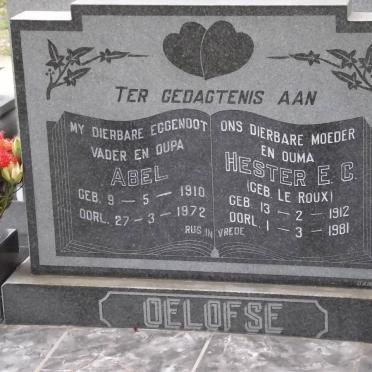 OELOFSE Abel 1910-1972 &amp; Hester E.C. LE ROUX 1912-1981