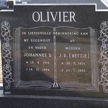 OLIVIER Johannes S. 1916-1984 &amp; J.E. 1924-1993