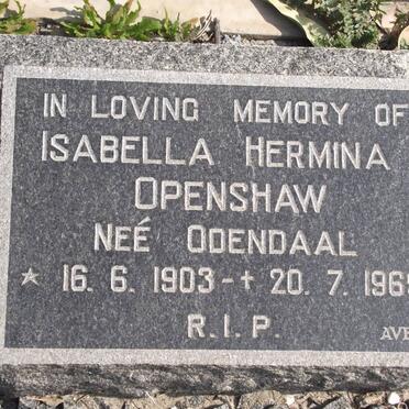 OPENSHAW Isabella Hermina nee ODENDAAL 1903-1969