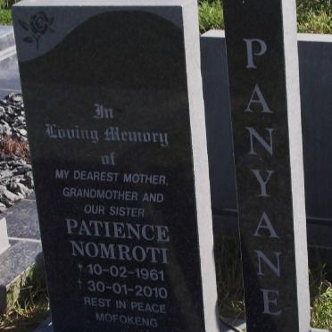 PANYANE Patience Nomroti 1961-2010