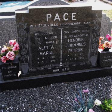 PACE Hendrik Johnnes Petrus 1913-1982 &amp; Aletta Maria 1915-1977
