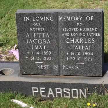 PEARSON Aletta Jacoba 1899-1993 &amp; Charles 1904-1977