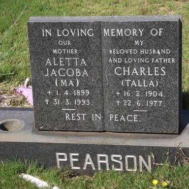 PEARSON Aletta Jacoba 1899-1993 &amp; Charles 1904-1977