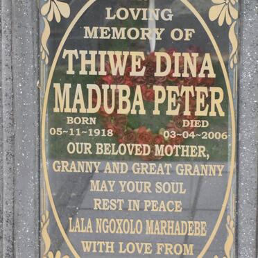 PETER Thiwe Dina Maduba 1918-2006