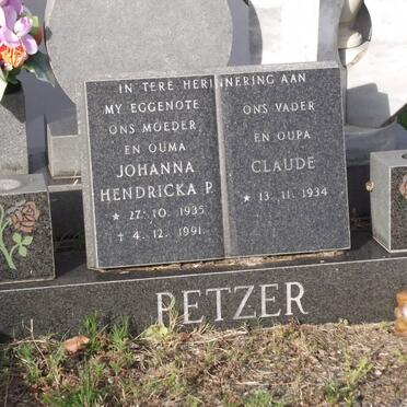 PETZER Johanna Hendricka P. 1935-1991 &amp; Claude 1934-