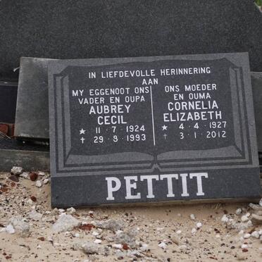 PETTIT Aubrey Cecil 1924-1993 &amp; Cornelia Elizabeth 1927-2012