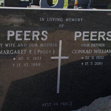 PEERS Conrad William 1932-2010 &amp; Margaret E. 1933-1988