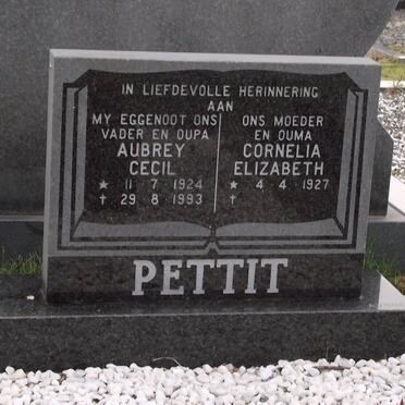 PETTIT Aubrey Cecil 1924-1993 &amp; Cornelia Elizabeth 1927-