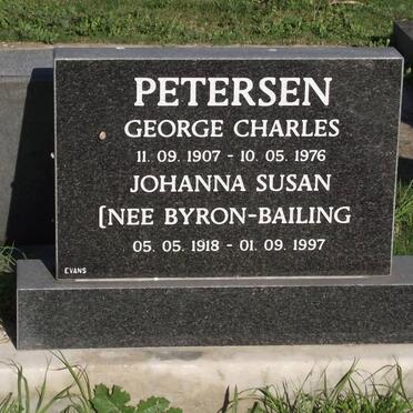 PETERSEN George Charles 1907-1976 &amp; Johanna Susan BYRON-BAILING 1918-1997