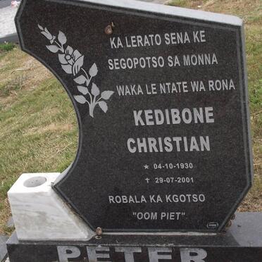 PETER Kedibone Christian 1930-2001