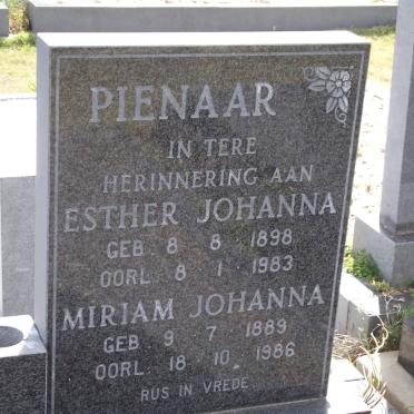 PIENAAR Esther Johanna 1898-1983 :: PIENAAR Miriam Johanna 1889-1986