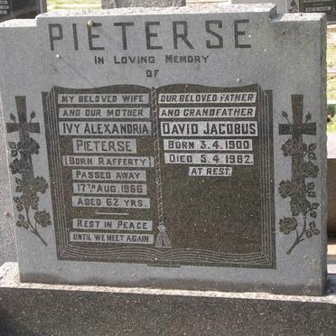 PIETERSE David Jacobus 1900-1982 &amp; Ivy Alexander RAFFERTY -1966