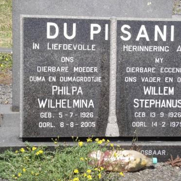 PISANI Philpa Wilhelmina, du 1926-2005 &amp; Willem Stephanus 1926-1979
