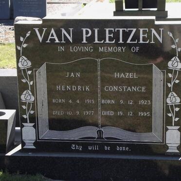 PLETZEN Jan Hendrik, van 1915-1977 &amp; Hazel Constance 1923-1995