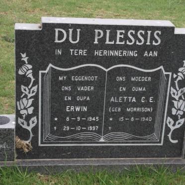 PLESSIS Erwin, du 1945-1997 &amp; Aletta C.E. MORRISON 1940