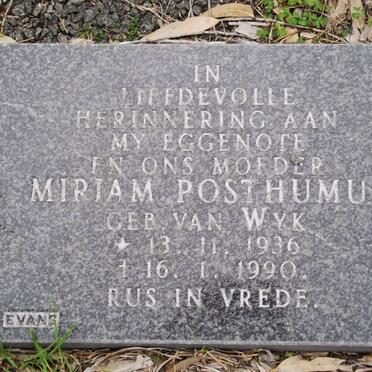 POSTHUMUS Miriam nee VAN WYK 1936-1990