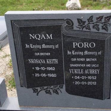 PORO Vukile Aubrey 1952-2012 :: NQAM Nkosana Keith 1962-1980