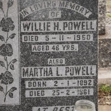 POWELL Willie H. -1960 &amp; Martha L 1892-1961