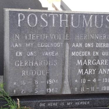 POSTHUMUS Gerhardus Rudolf 1904-1982 &amp; Margaret Mary Ann 1910-1989