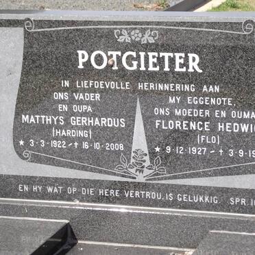 POTGIETER Matthys Gerhardus 1922-2008 &amp; Florence Hedwig 1927-1982