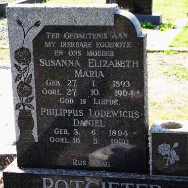 POTGIETER Susanna Elizabeth Maria 1893-1964 &amp; Philippus Lodewicus Daniel 1894-1970