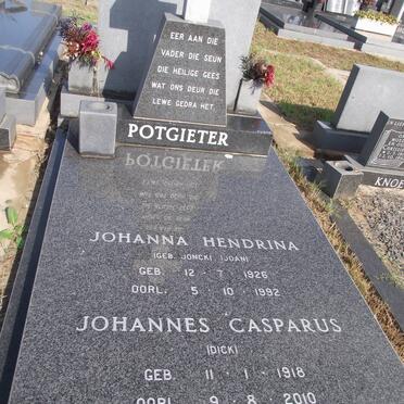 POTGIETER Johannes Casparus 1918-2010 &amp; Johanna Hendrina JONCK 1926-1992